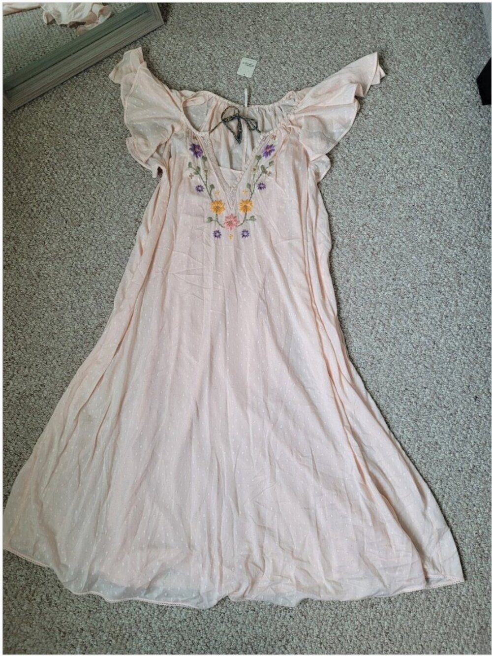 Free People NWT Vintage Boho Bohemian Embroidered Charm Floral Midi Maxi Dress - Picture 4 of 7